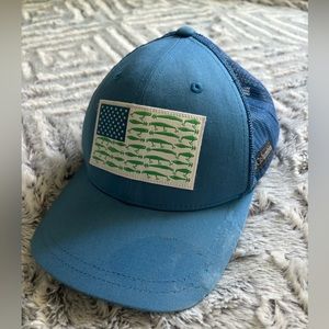 Columbia PFG Youth hat fish flag lures blue green fishing unisex